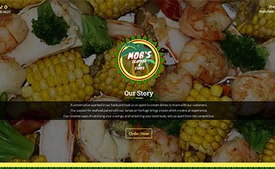 A screenshot of MOB Seafood website